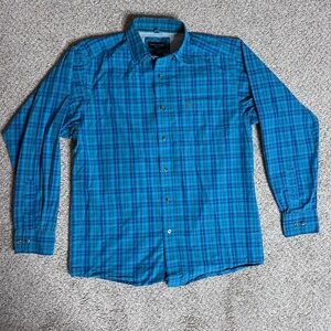 Ariat Pro Series Kingston Fitted Shirt Mens Small Ocean Depths Blue Plaid
